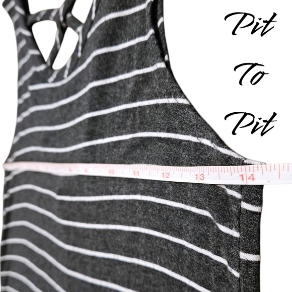 Striped Knit Tank Dress Sz S Criss Cross Back Granola Girl Normcore USA Y2K - Picture 7 of 12